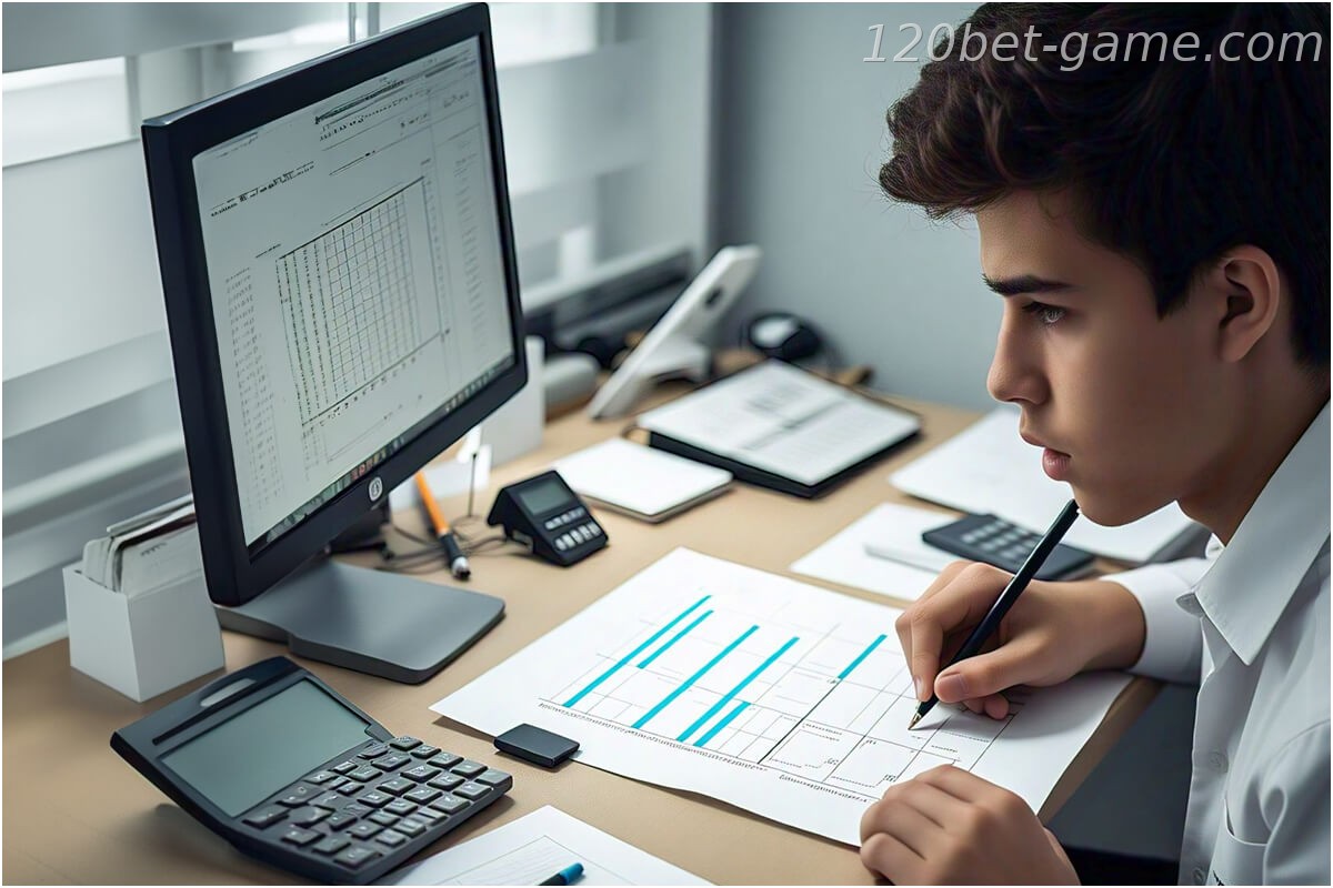 homem analisando o gráfico para apostas esportivas na 120bet